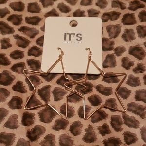 Gold Star Shaped Americana Boho Dangle Earrings